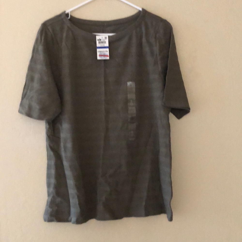 Style Co Petite Burnout V-Neck T-Shirt Olive Sprig